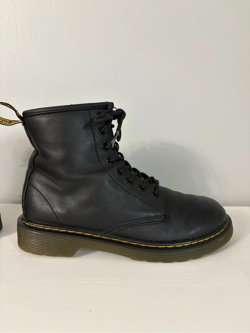 Dr. Martens 1460 J Kids Black Leather Side Zip Boots Size US 3 Indie Sleaze